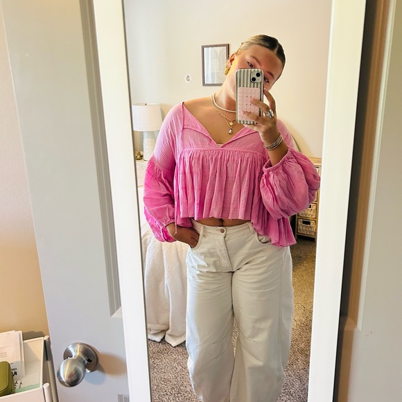 We The Free Vibrant Pink Blouse - Picture 5 of 6